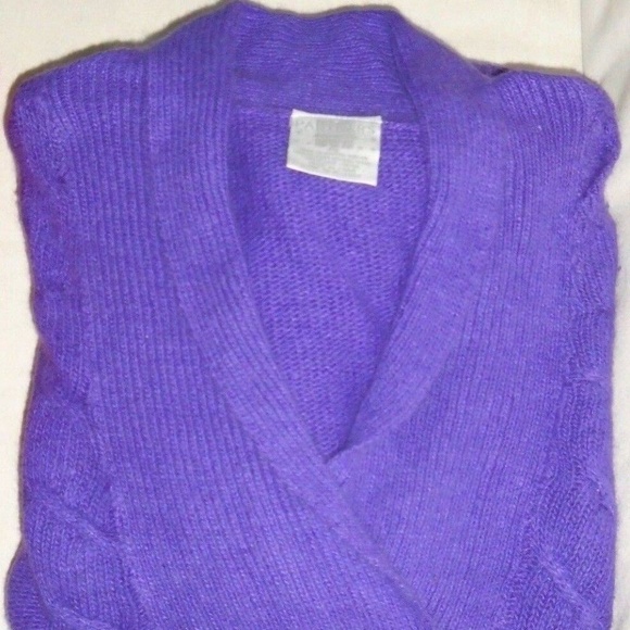 Vintage Silk Angora Pullover Purple Cable Sweater - Picture 1 of 7